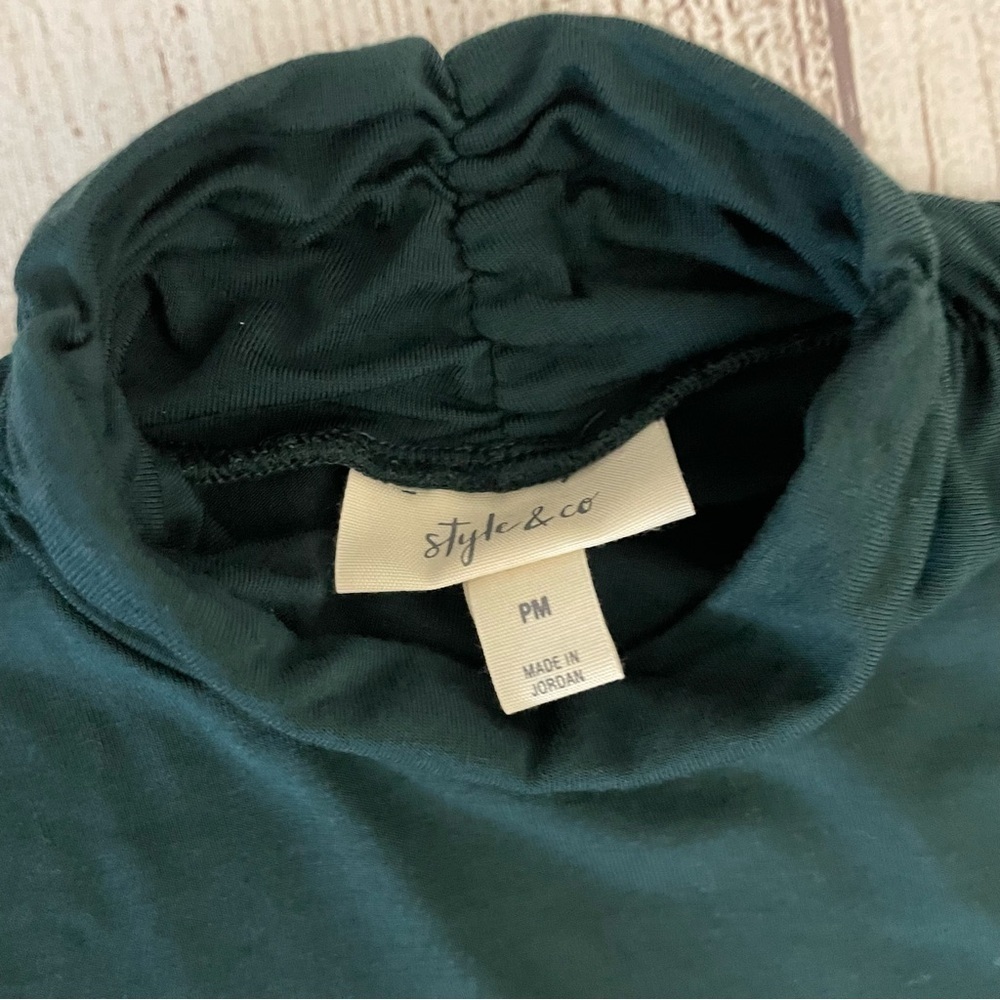 STYLE & Co. Women’s Mock Neck Turtleneck Long Sleeve Top Shirt Green Size PM - Picture 5 of 10